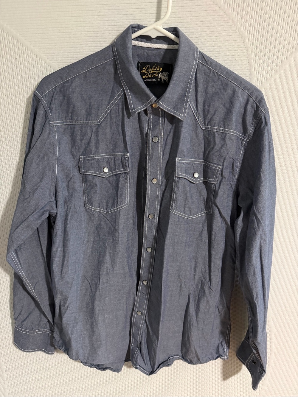 Duke’s Bark Men's Blue Western Button-Up Shirt
